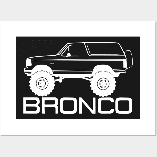 1992-1996 Bronco Side w/Tires, White Print Wall Art by The OBS Apparel